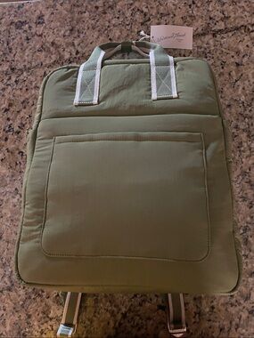 Universal Thread Olive Green Padded Backpack Tote with White Trim Handles